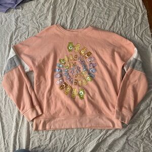 Care Bears Pink Sweatshirt with Bear Spiral Design, Size L